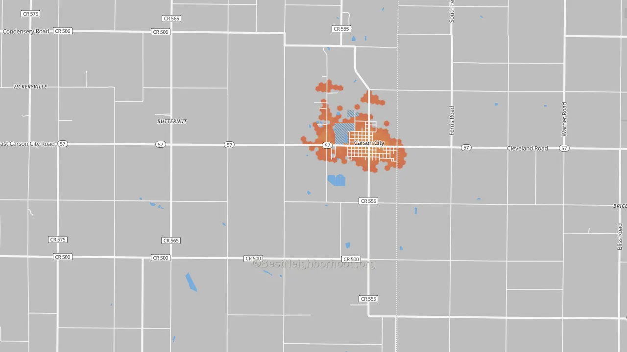 Bike Grade map of Carson City, MI