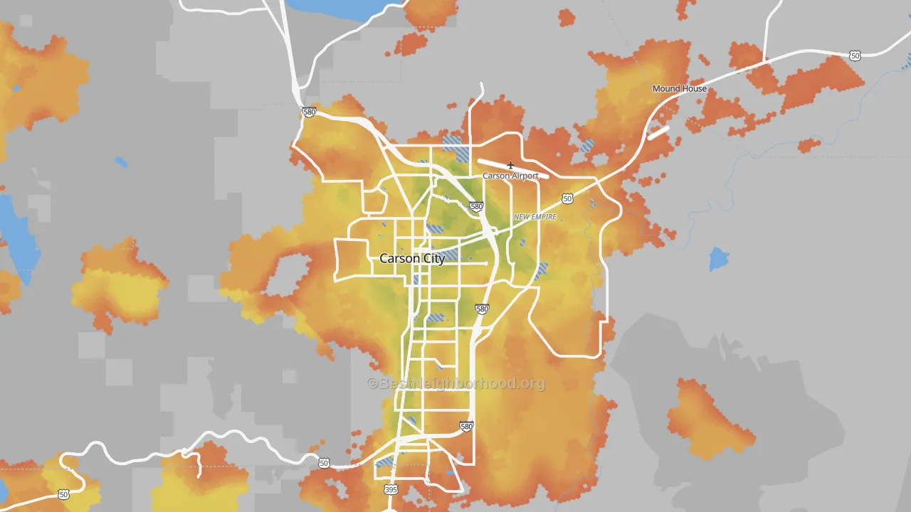 Bike Grade map of Carson City, NV
