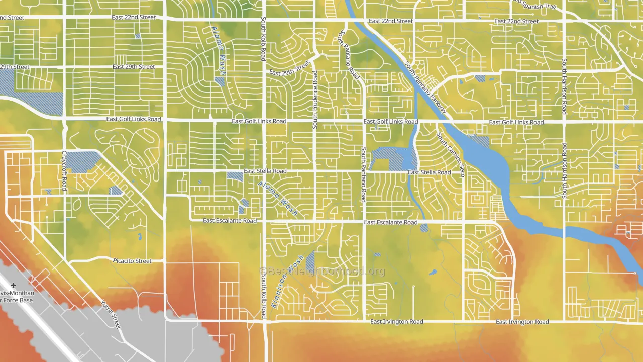 Bike Grade map of Carson Corner, Tucson, AZ
