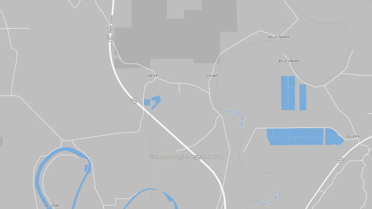 Bike Grade map of Carter, MS