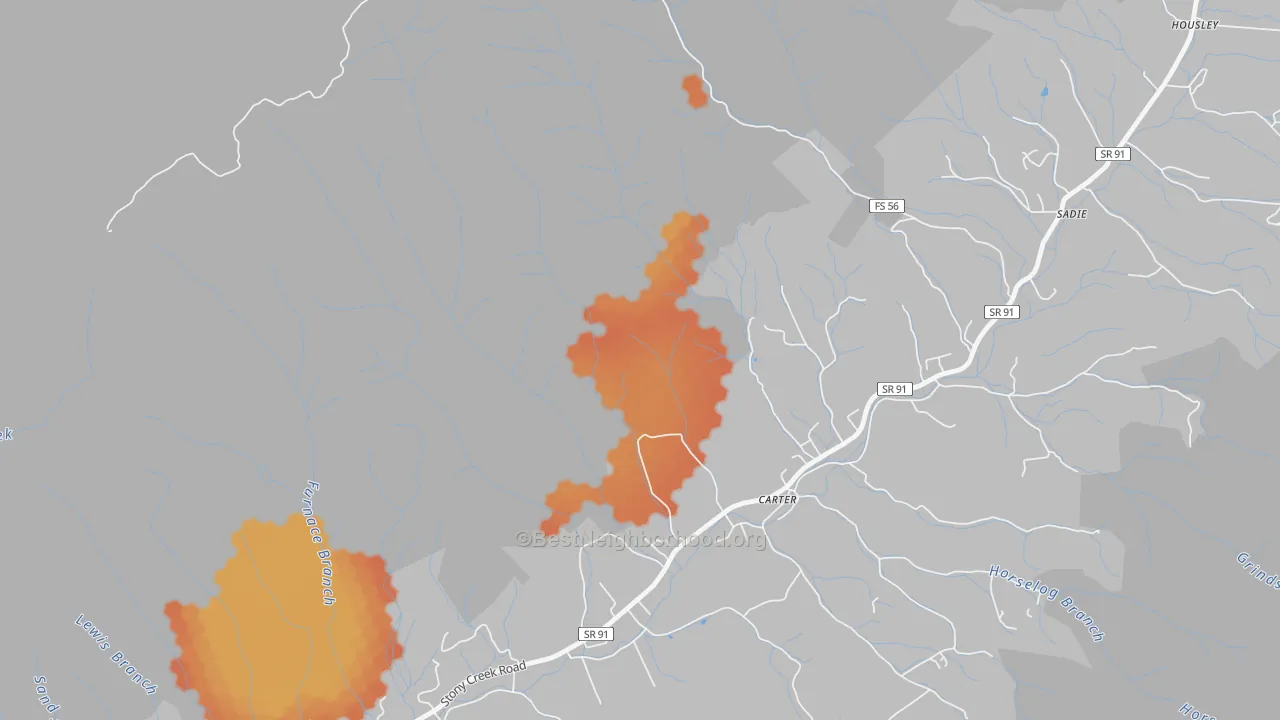 Bike Grade map of Carter, TN