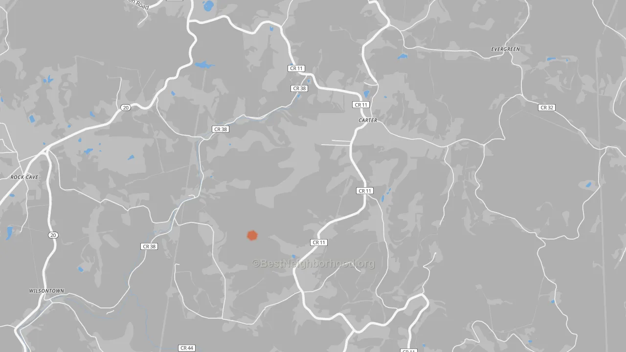 Bike Grade map of Carter, WV