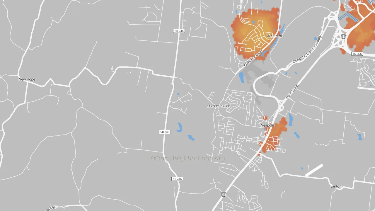Bike Grade map of Carters Creek, TN