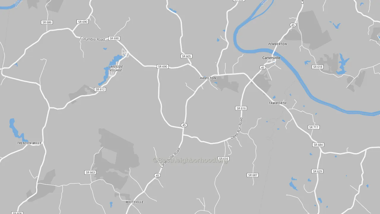 Bike Grade map of Cartersville, VA