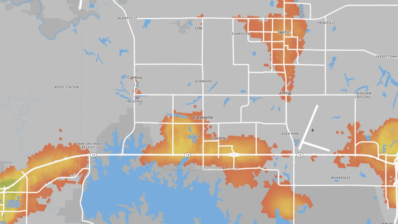 Bike Grade map of Carterville, IL