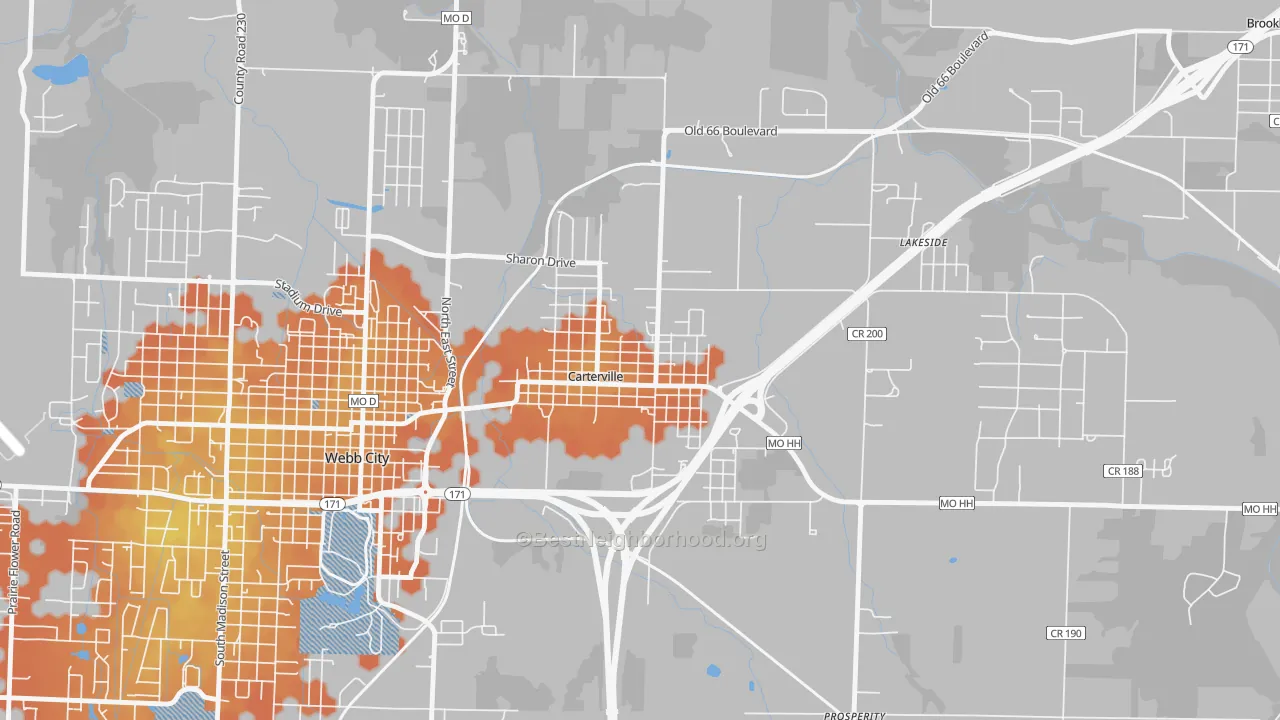 Bike Grade map of Carterville, MO