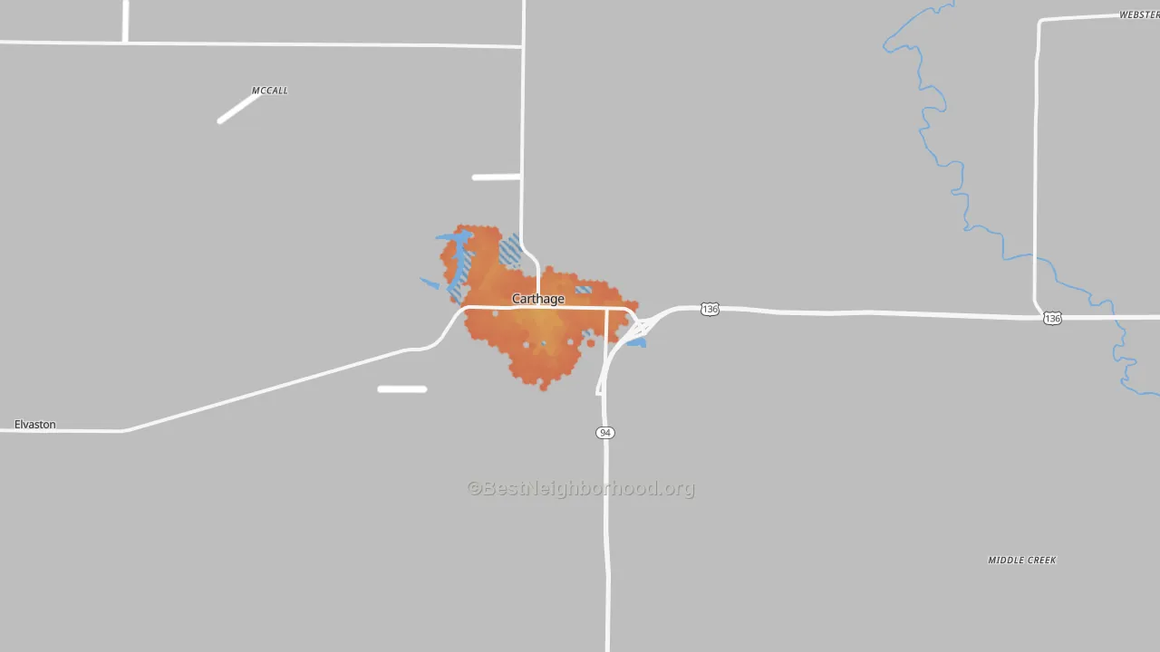 Bike Grade map of Carthage, IL