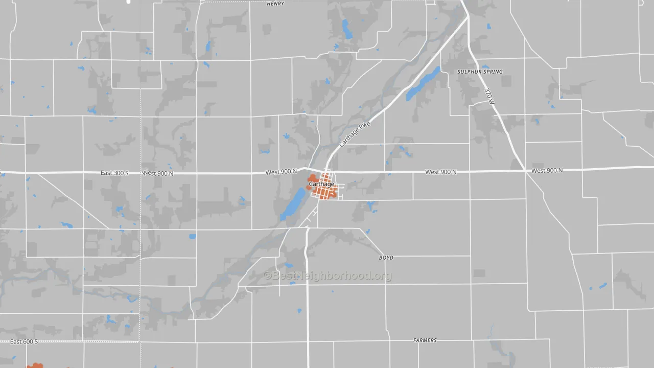 Bike Grade map of Carthage, IN