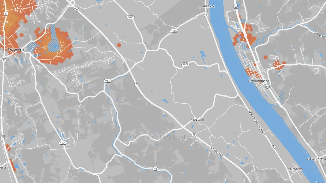 Bike Grade map of Carthage, KY