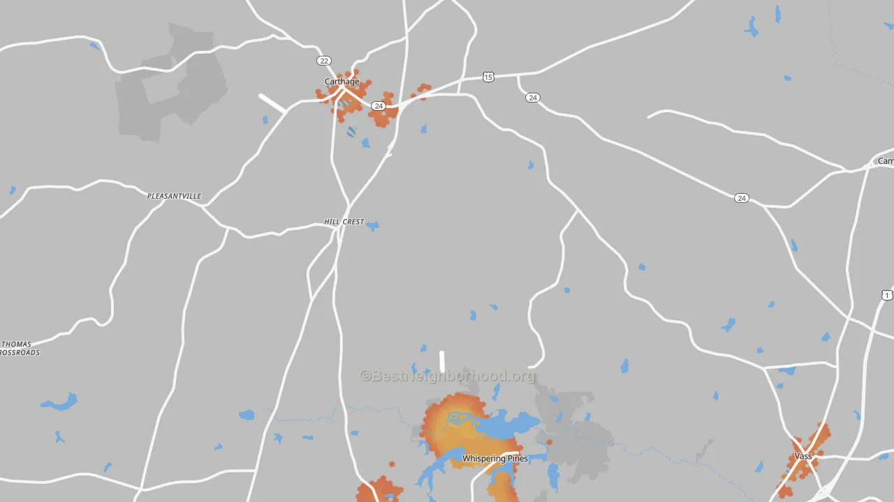 Bike Grade map of Carthage, NC