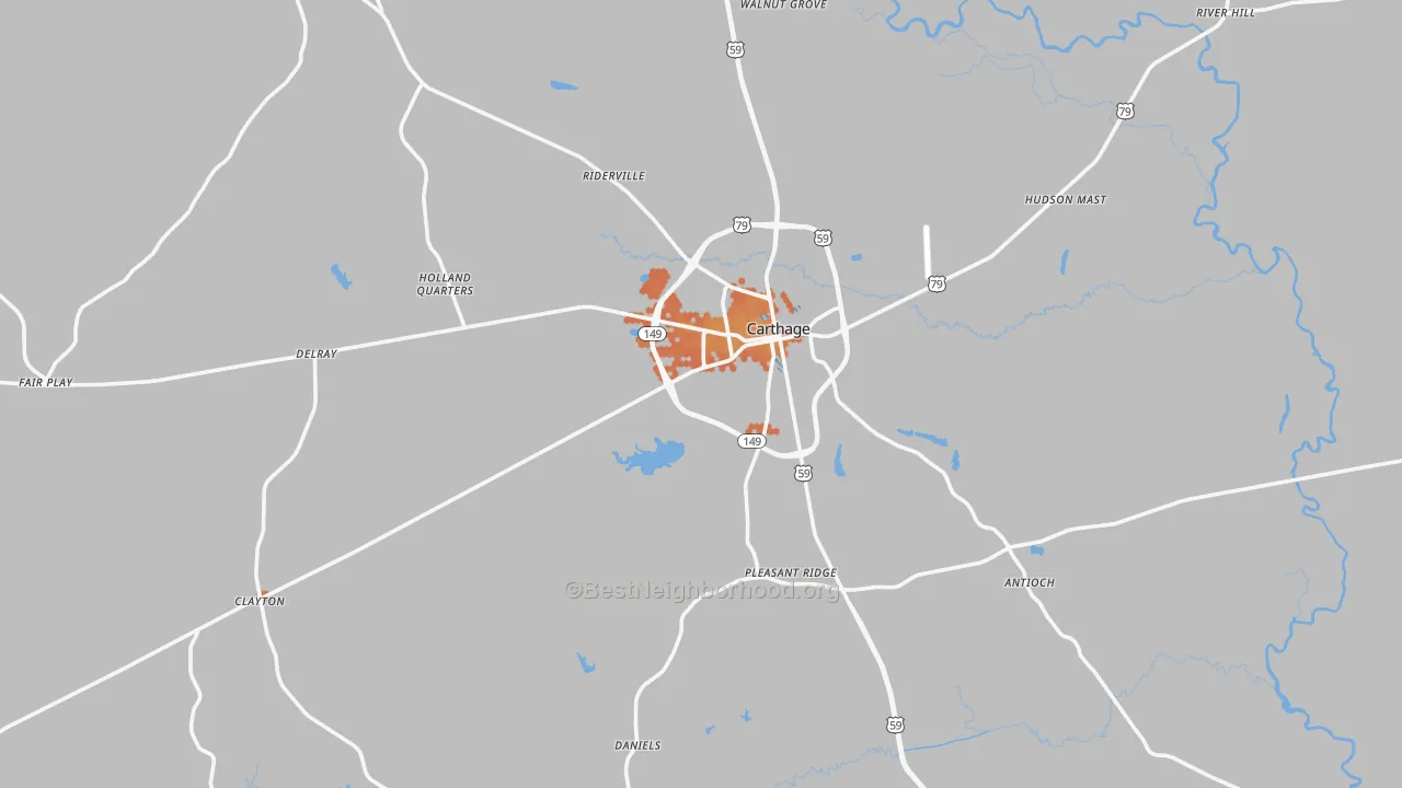 Bike Grade map of Carthage, TX