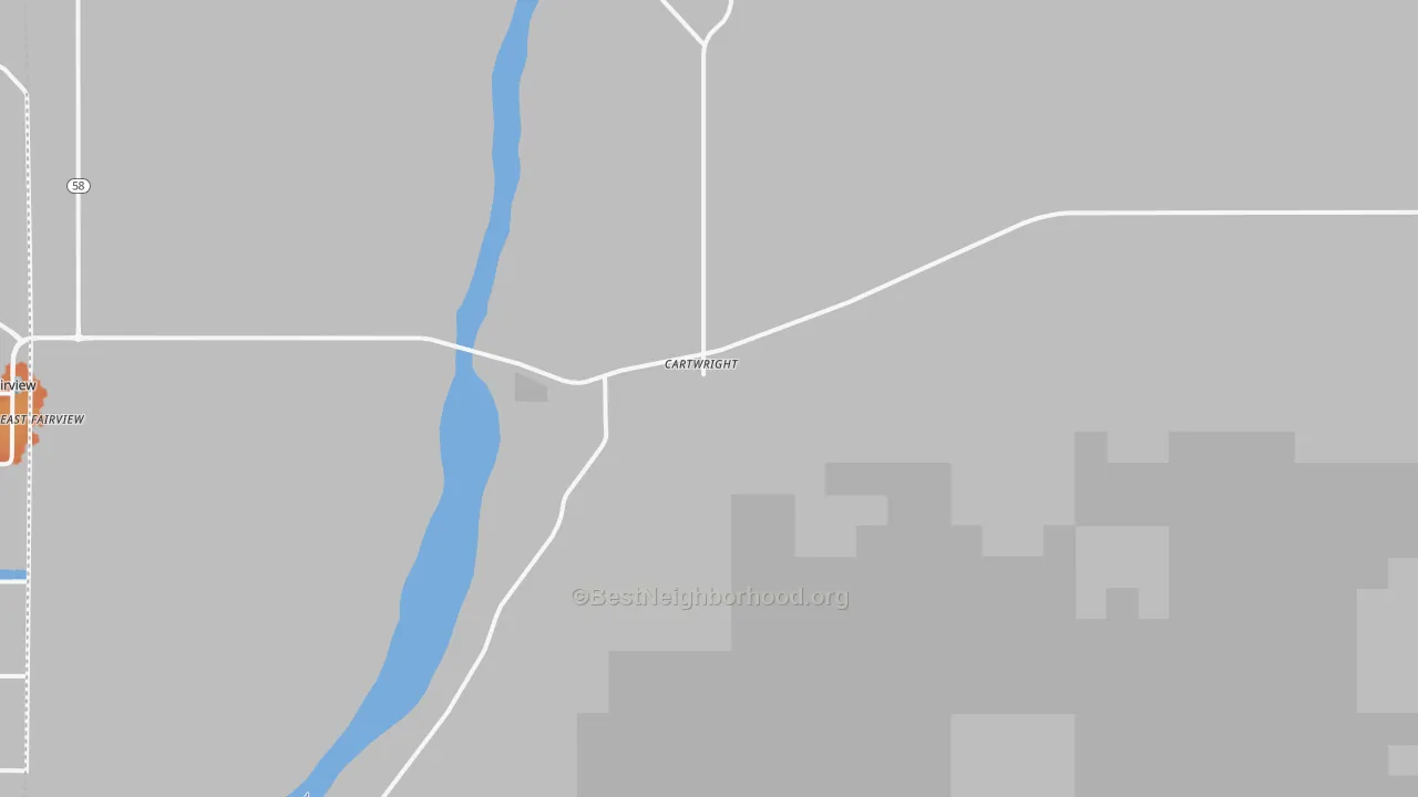 Bike Grade map of Cartwright, ND
