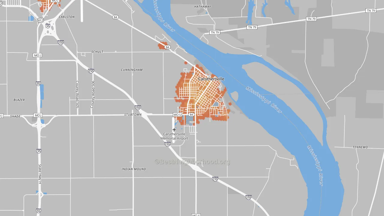 Bike Grade map of Caruthersville, MO