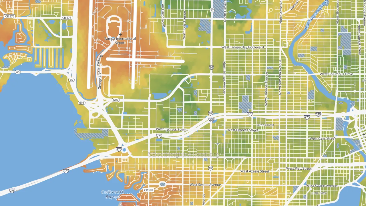 Bike Grade map of Carver City-Lincoln Gardens, Tampa, FL