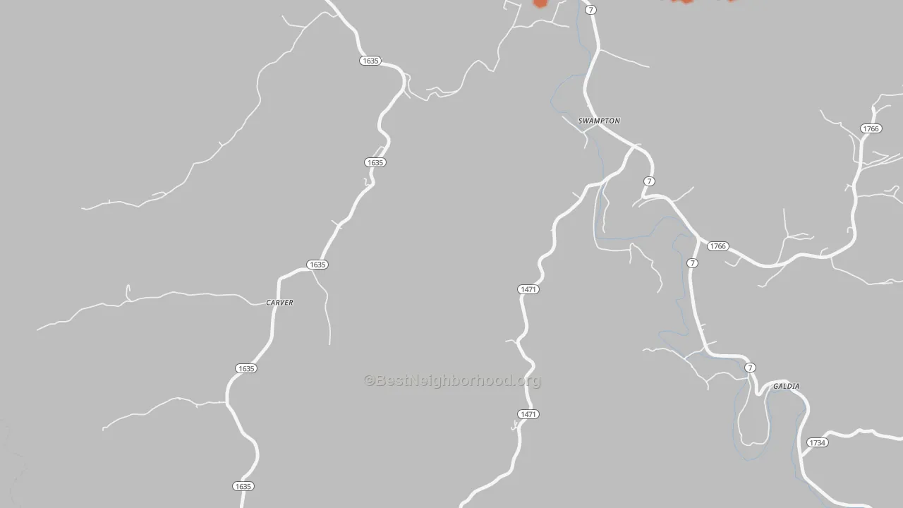 Bike Grade map of Carver, KY