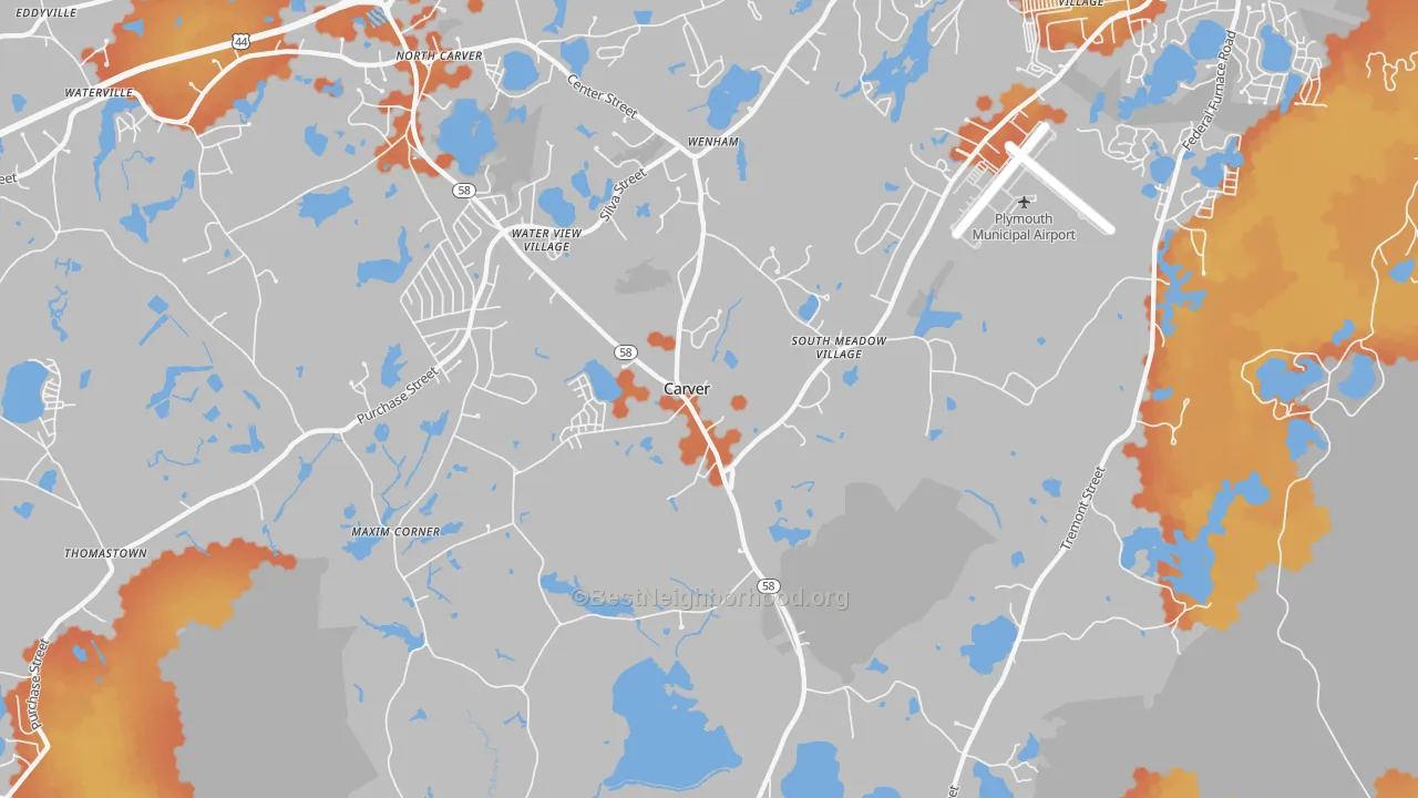 Bike Grade map of Carver, MA