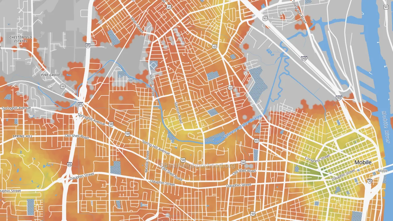 Bike Grade map of Carver, Mobile, AL