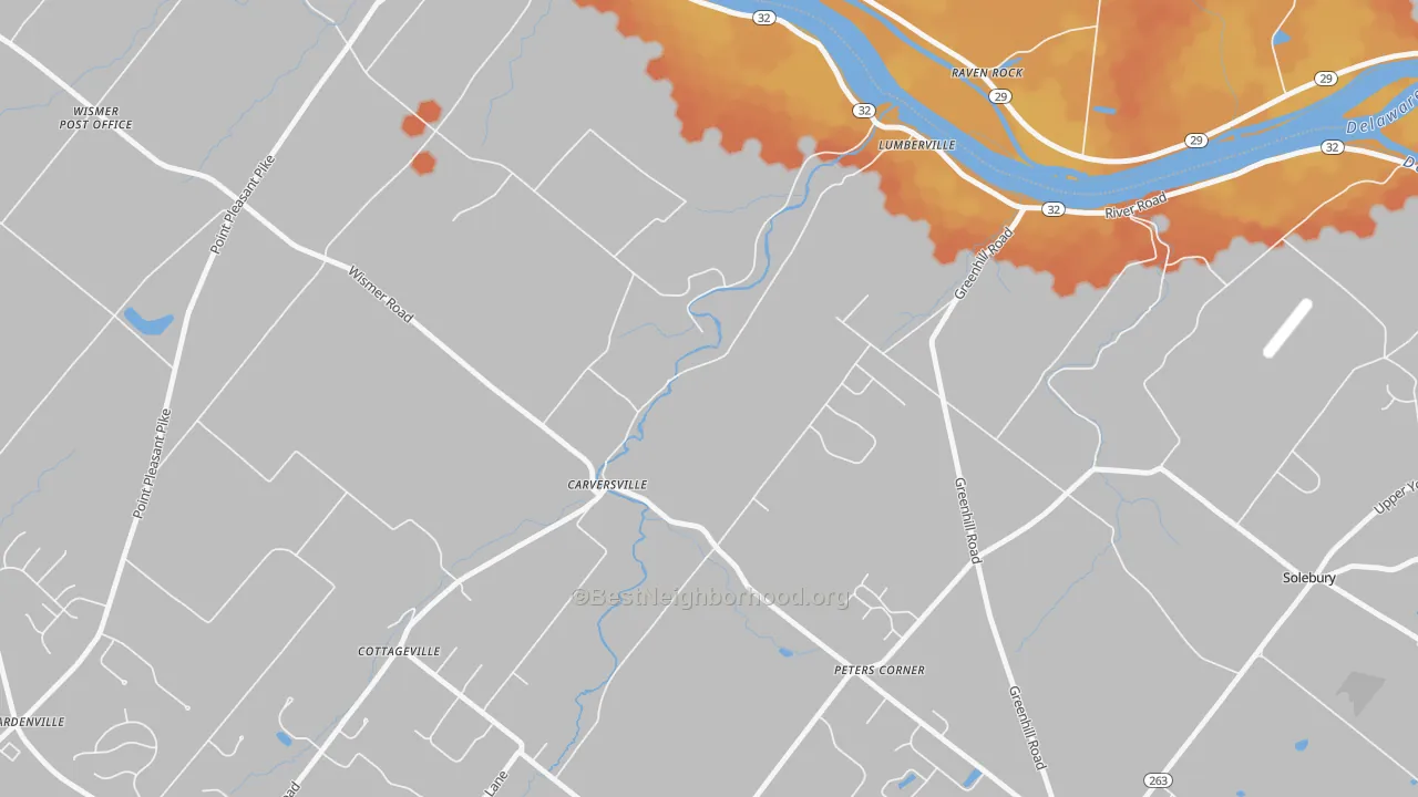 Bike Grade map of Carversville, PA