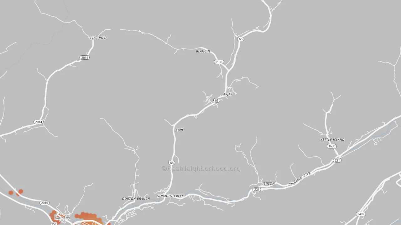 Bike Grade map of Cary, KY