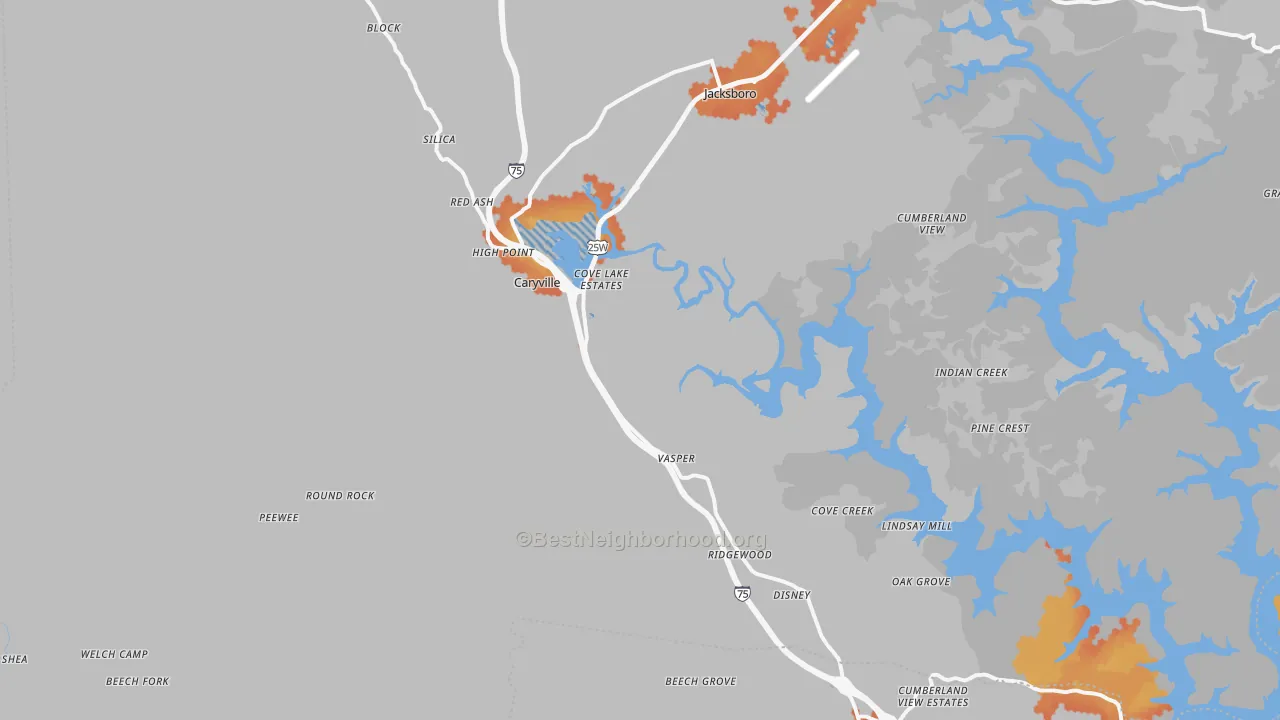 Bike Grade map of Caryville, TN