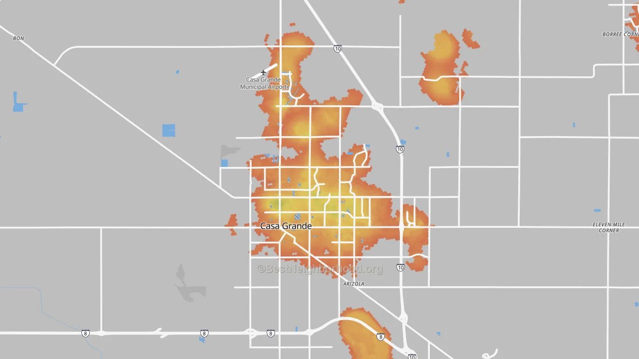 Bike Grade map of Casa Grande, AZ