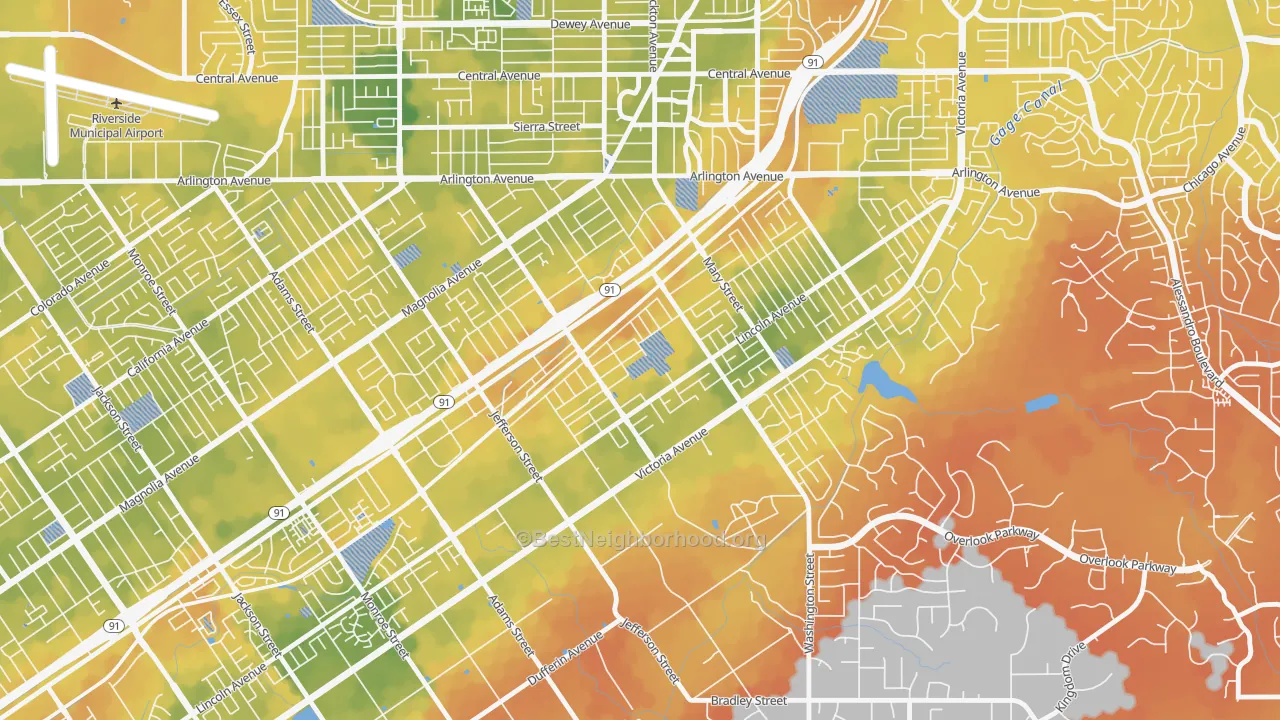 Bike Grade map of Casablanca, Riverside, CA
