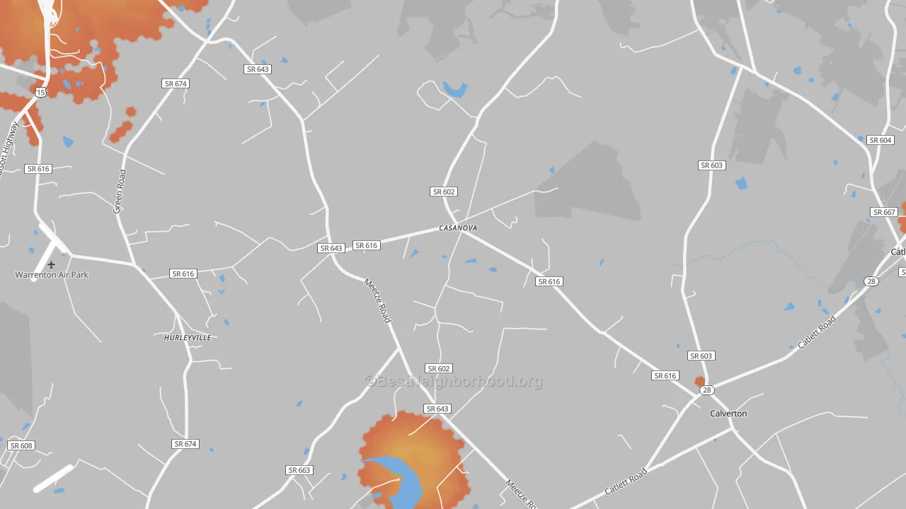 Bike Grade map of Casanova, VA