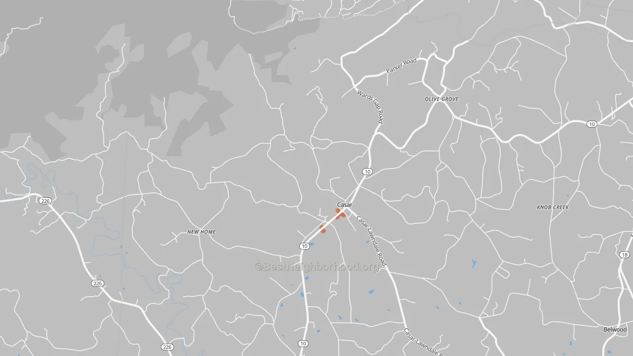 Bike Grade map of Casar, NC