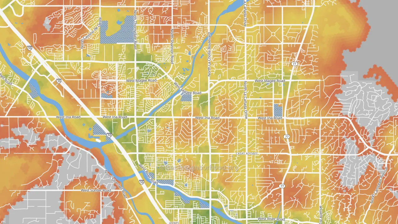 Bike Grade map of Casas Adobes, AZ