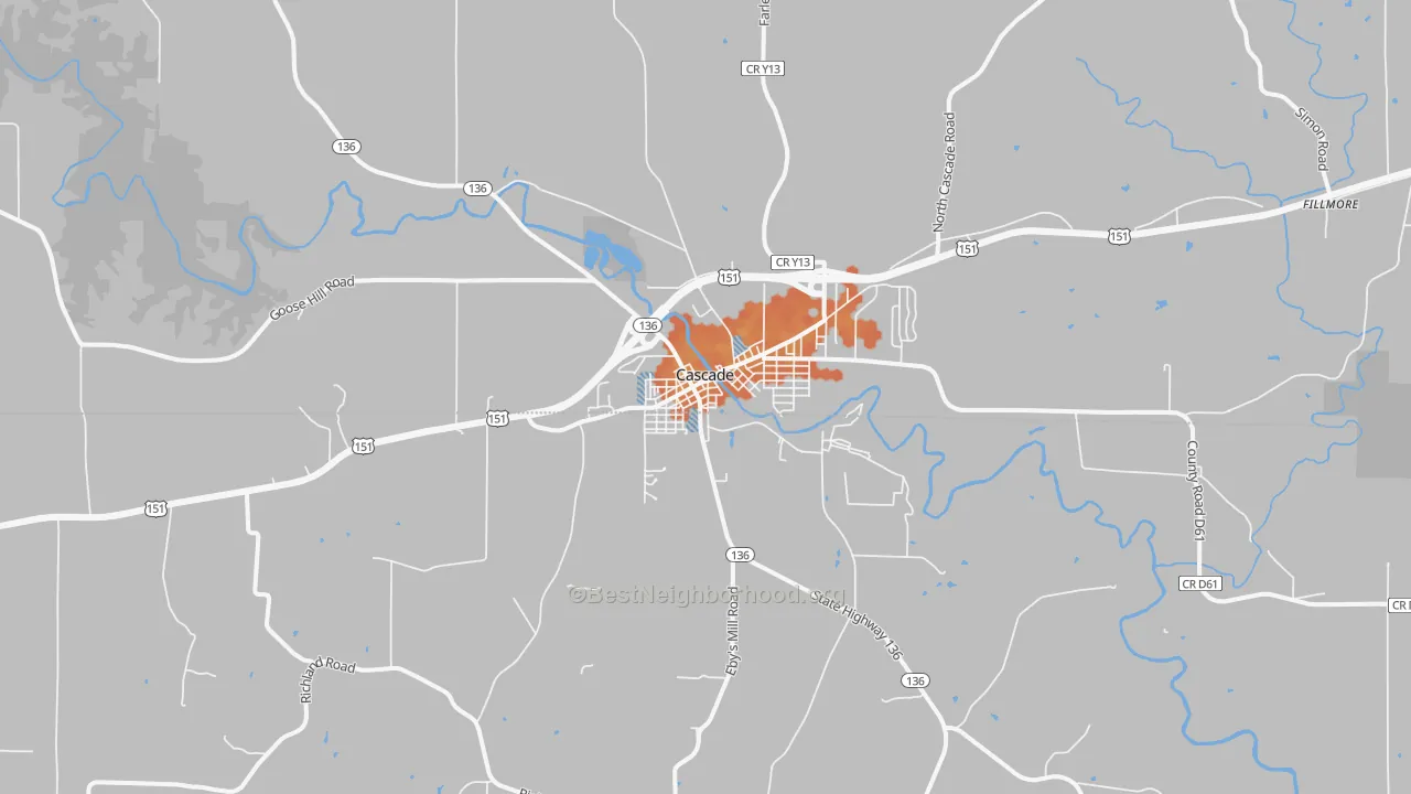 Bike Grade map of Cascade, IA