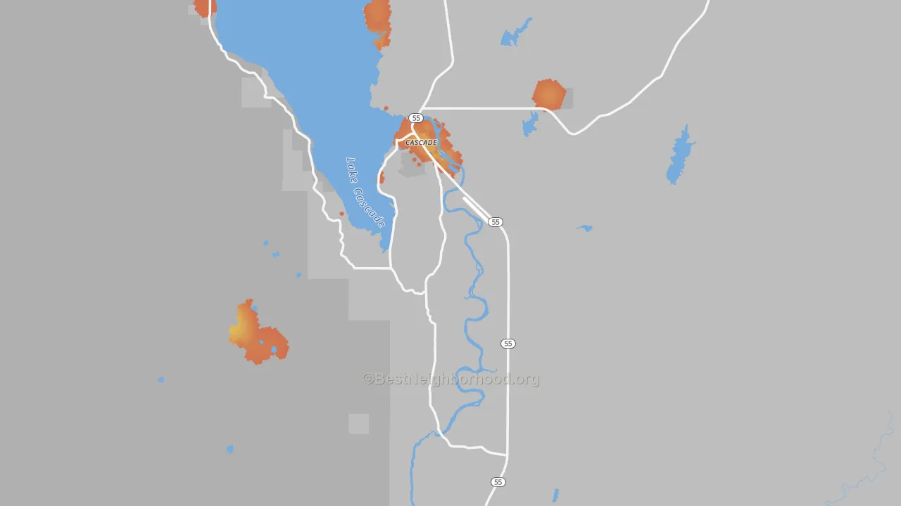 Bike Grade map of Cascade, ID