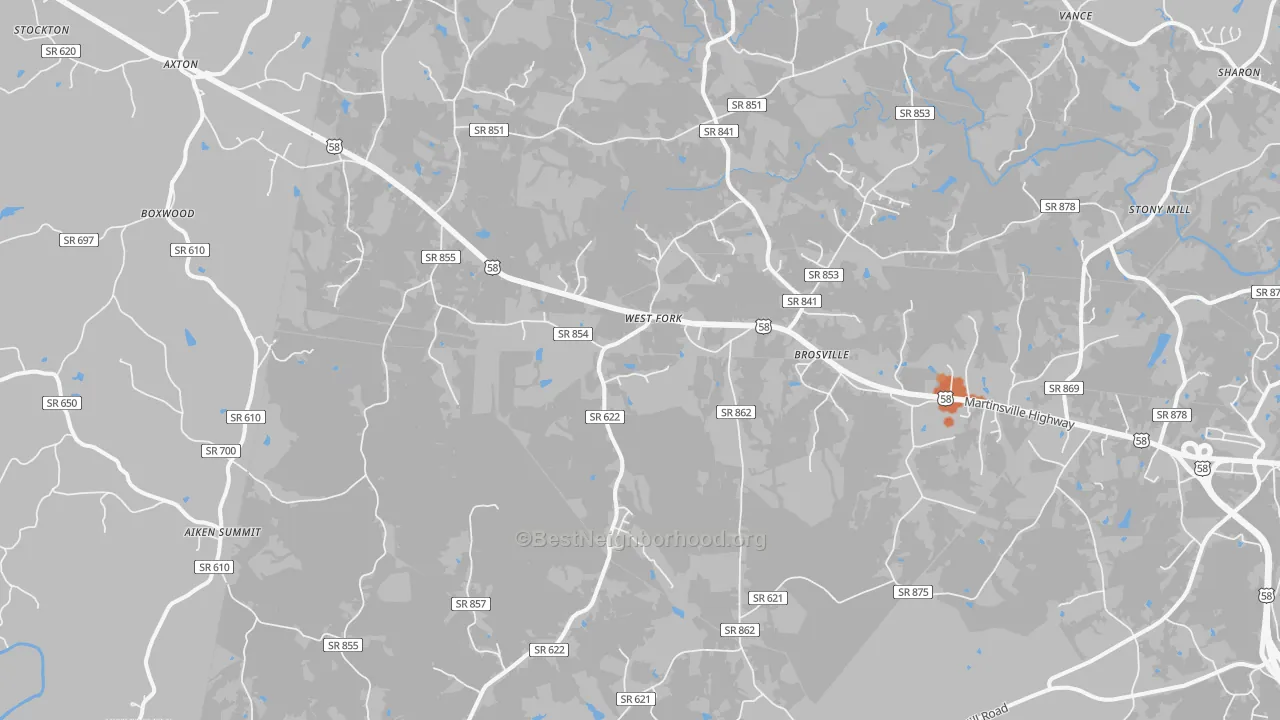 Bike Grade map of Cascade, VA