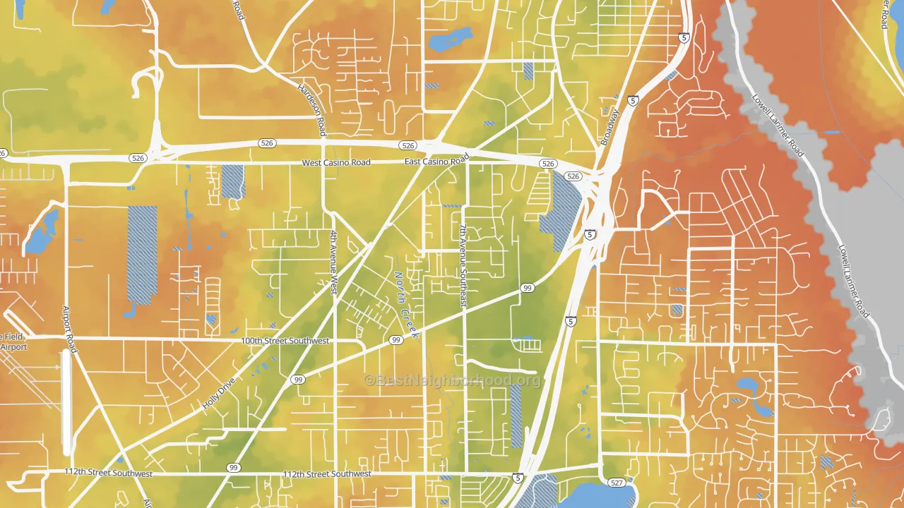 Bike Grade map of Cascade View, Everett, WA