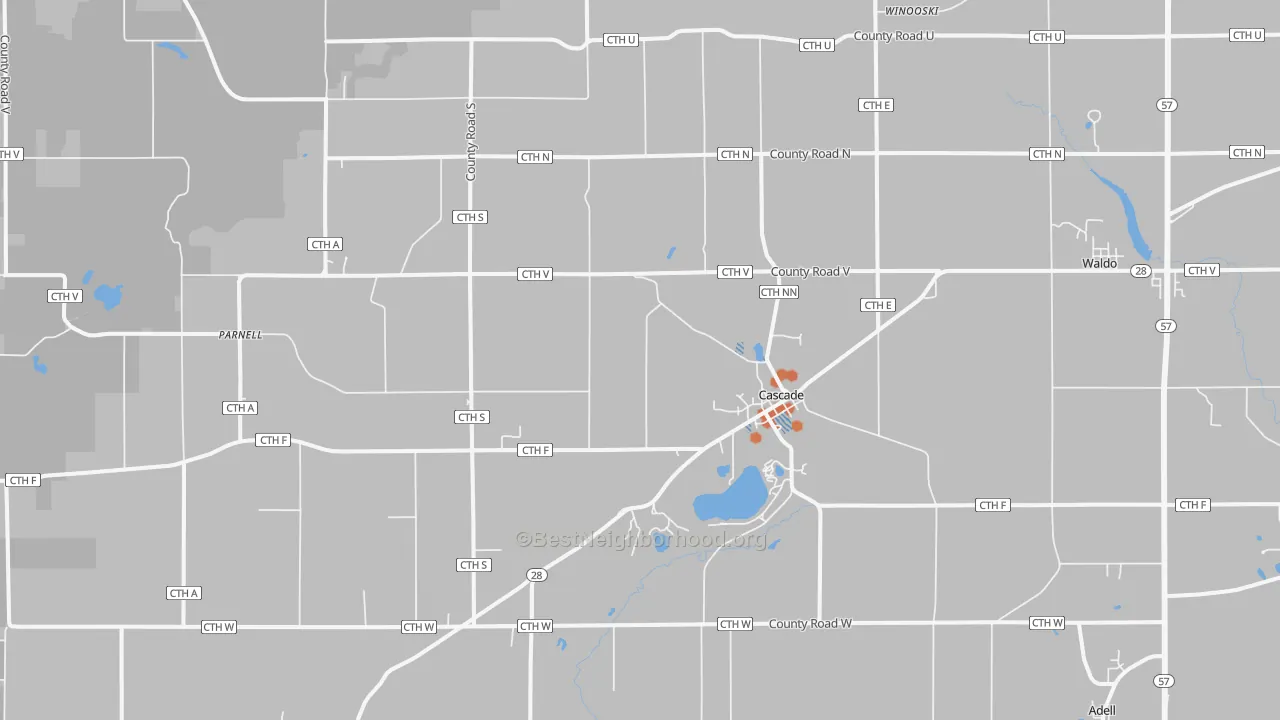 Bike Grade map of Cascade, WI
