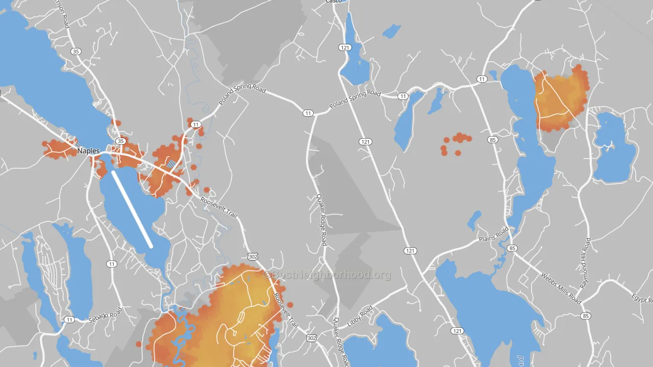 Bike Grade map of Casco, ME