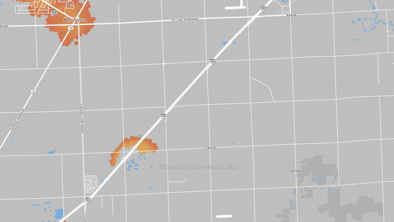 Bike Grade map of Casco, MI