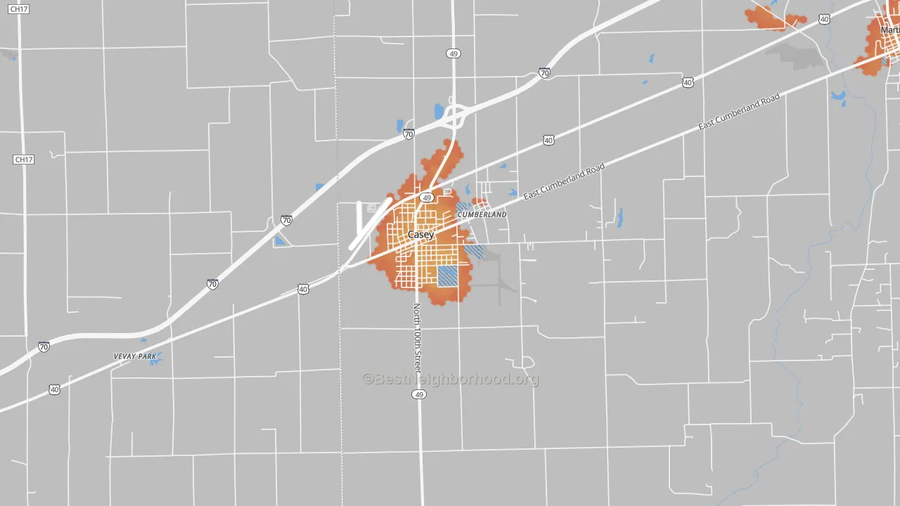 Bike Grade map of Casey, IL