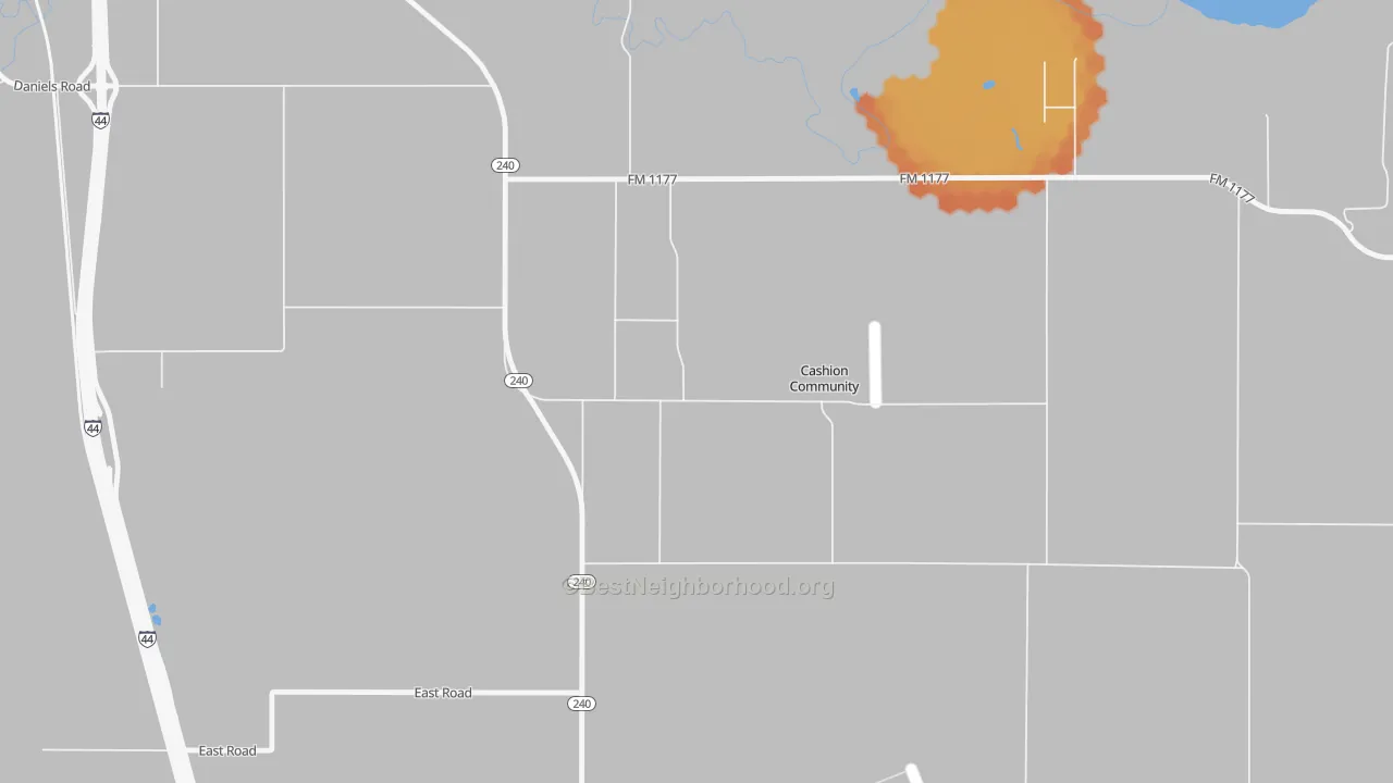 Bike Grade map of Cashion Community, TX