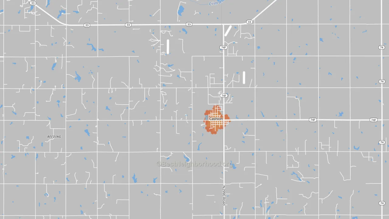 Bike Grade map of Cashion, OK