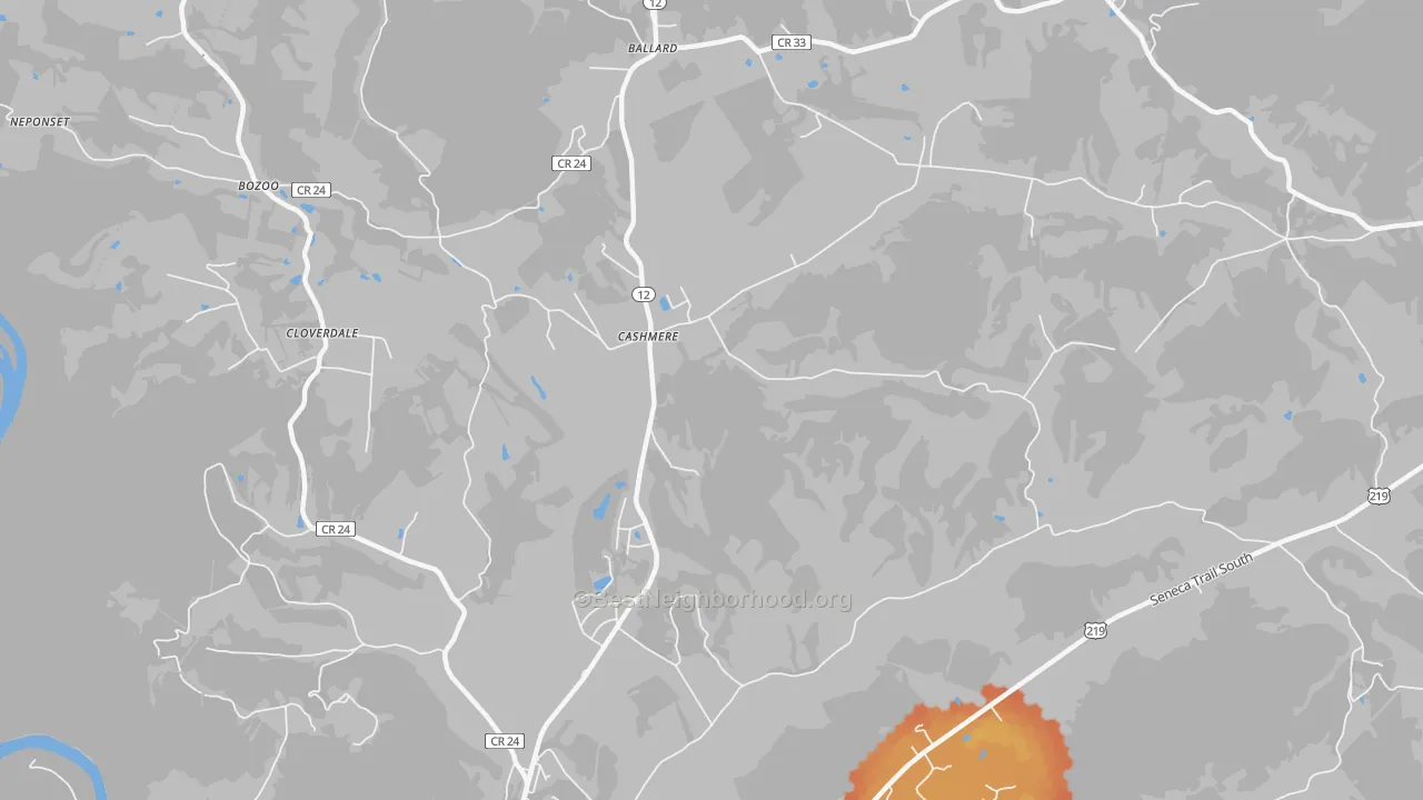 Bike Grade map of Cashmere, WV