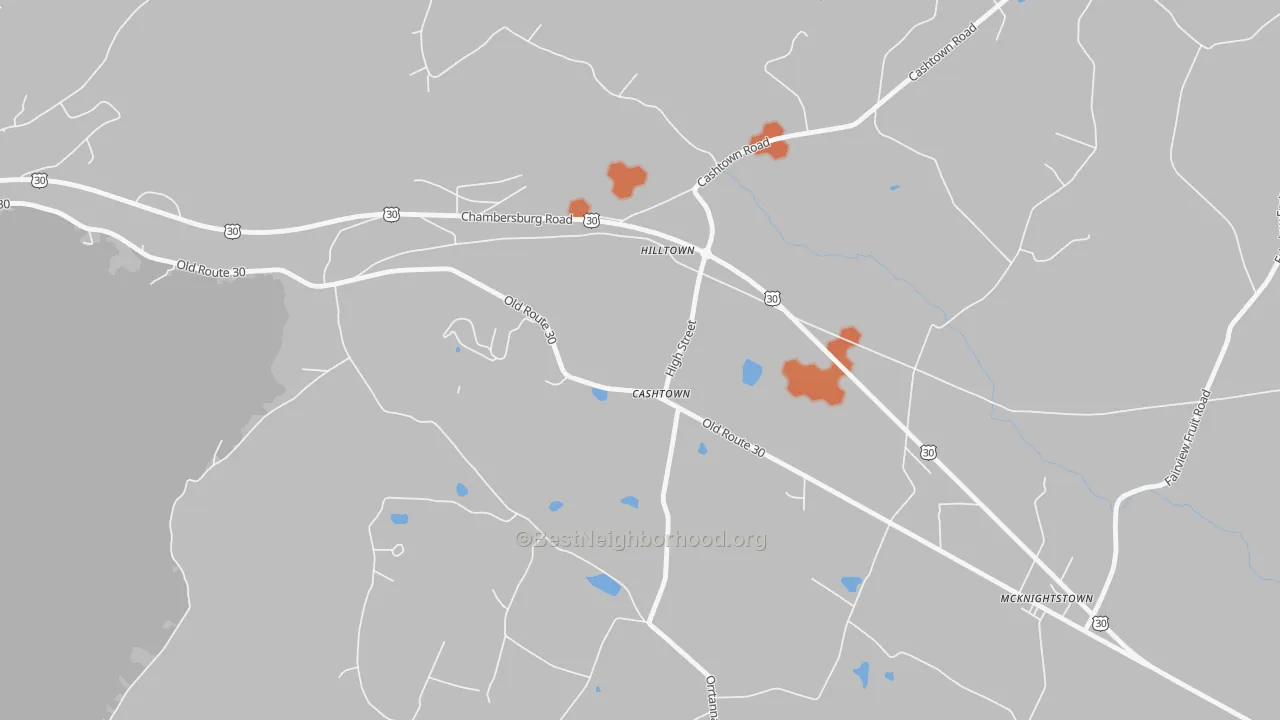 Bike Grade map of Cashtown, PA