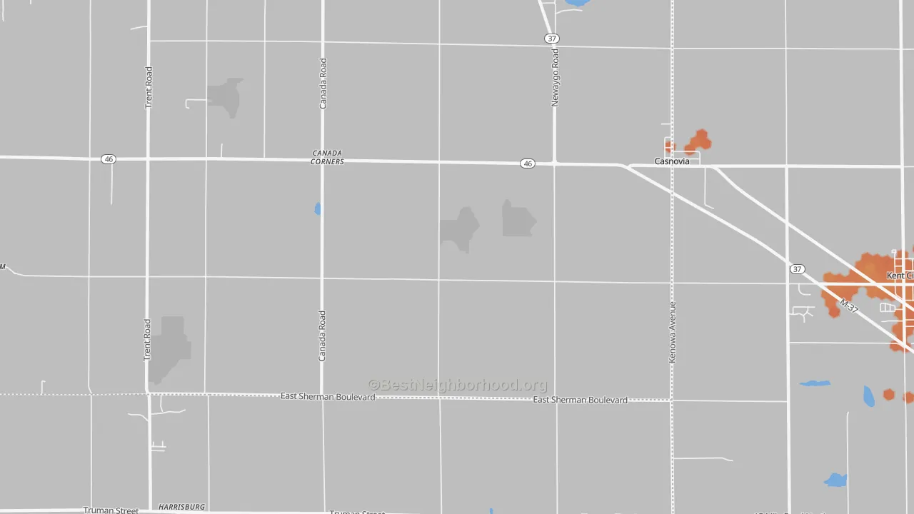Bike Grade map of Casnovia, MI