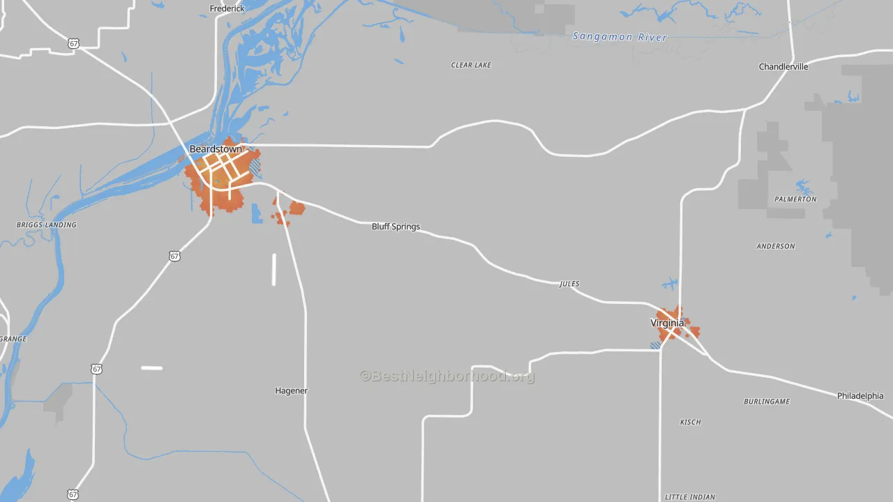 Bike Grade map of Cass County, IL
