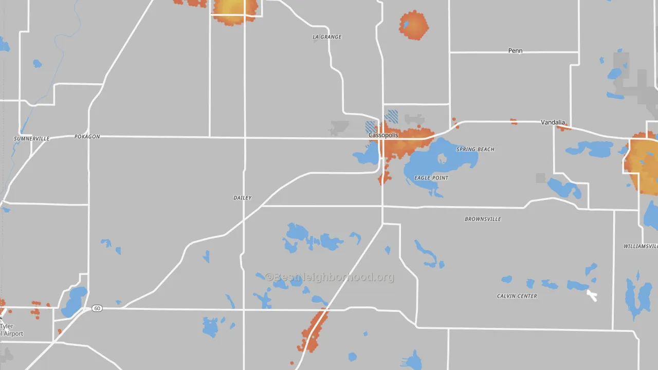 Bike Grade map of Cass County, MI