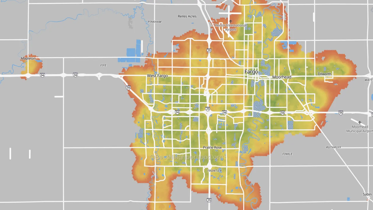 Bike Grade map of Cass County, ND