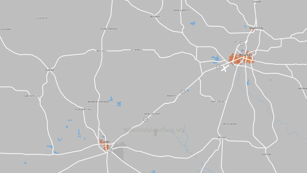 Bike Grade map of Cass County, TX