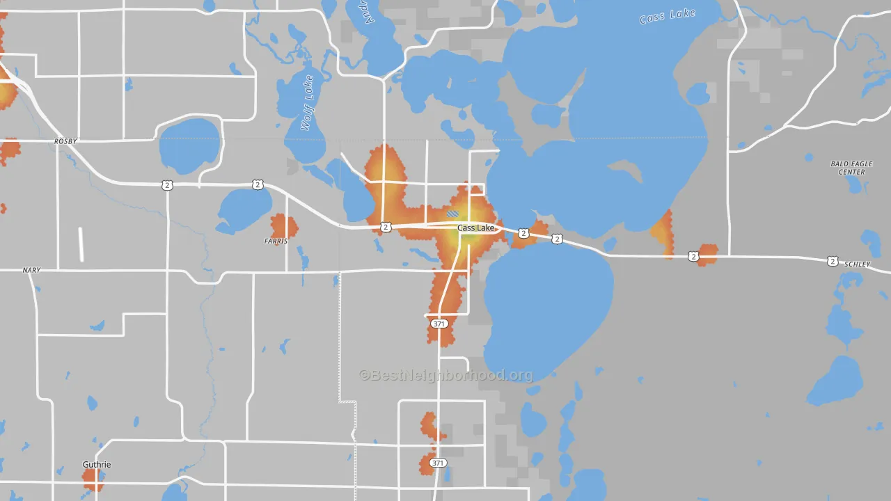 Bike Grade map of Cass Lake, MN