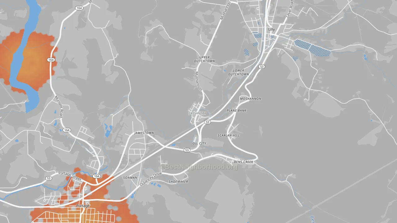 Bike Grade map of Cassandra, PA