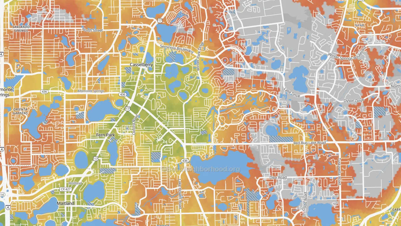 Bike Grade map of Casselberry, FL