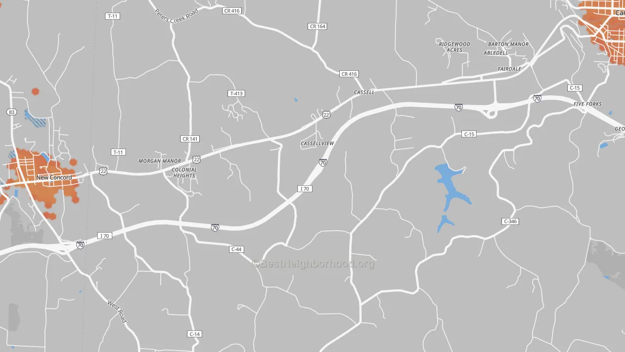 Bike Grade map of Cassell, OH